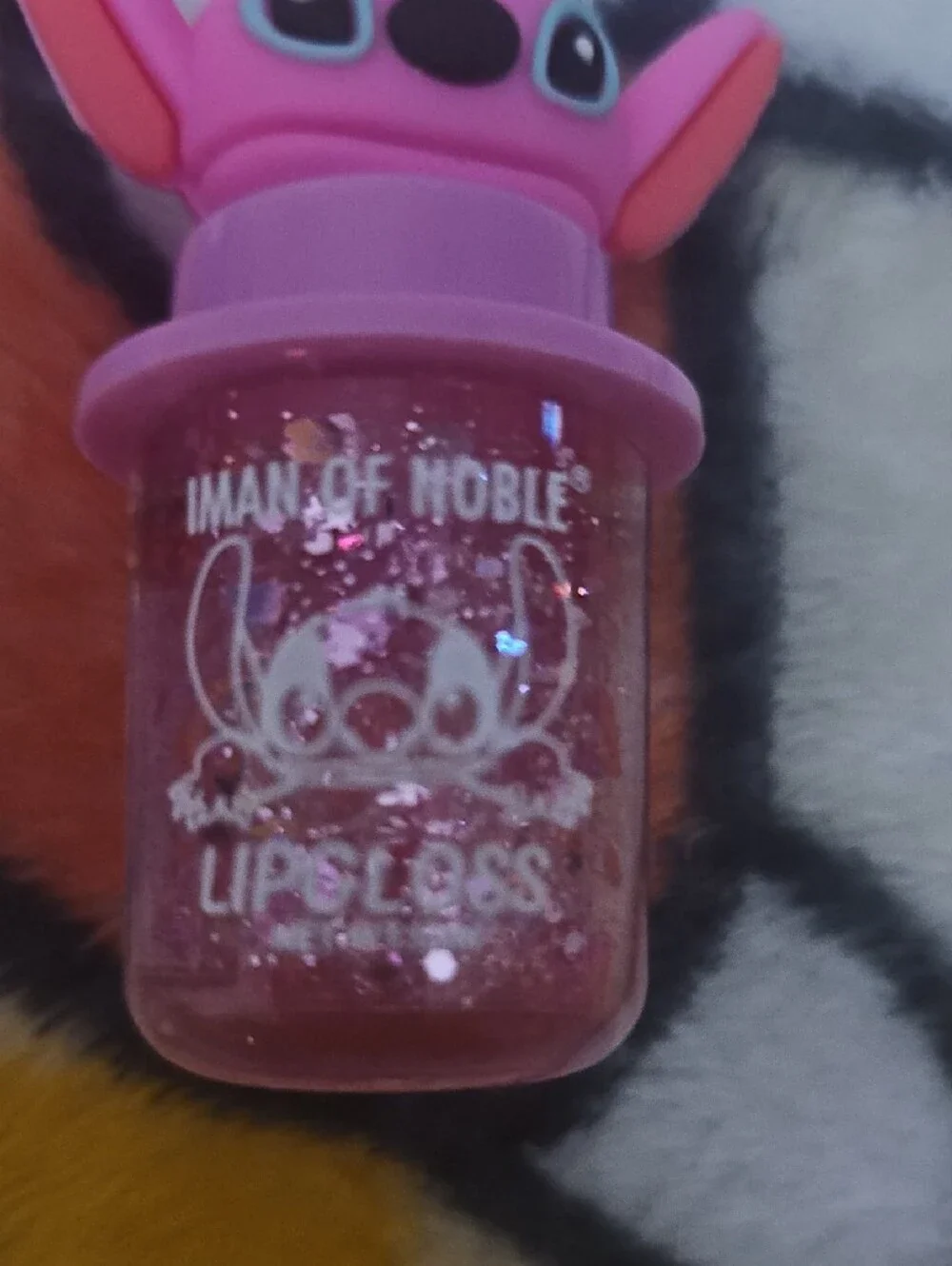Pink  Stitch Inspired  Lip Gloss with Cute Character Cap by